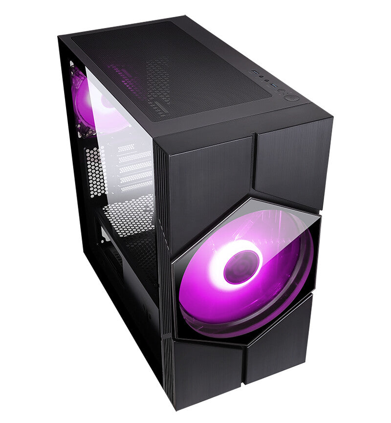 Case VORTEX - Gaming Mini Tower- mATX- 20cm & 12cm ARGB fan- 2xUSB3- Side Panel Temp Glass