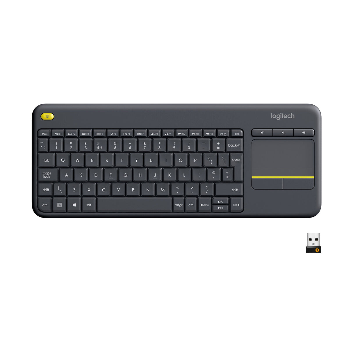 LOGITECH RETAIL Keyboard - K400 Plus - Wireless - Touchpad - Multimedia - Black