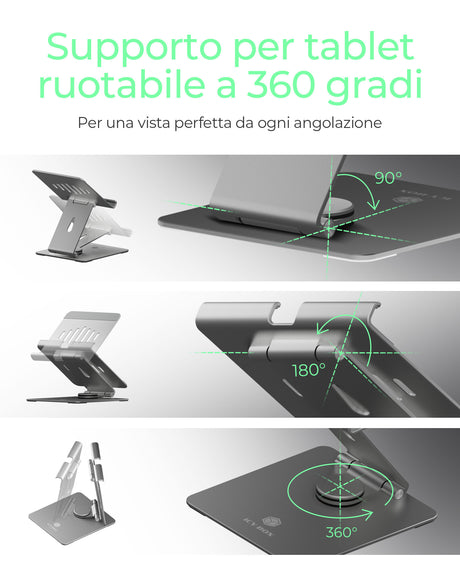 ICY BOX Support for tablets up to 12.9" - rotatable and adjustable - aluminium