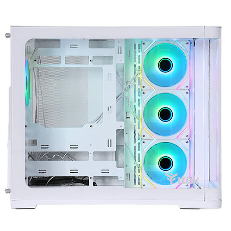 Case DARK CAVE CURVED - Gaming Tower- ATX- 4x12cm ARGB fan- 2xUSB3- Type-C- Curved Temp Glass Side & Front Panel- White Edition