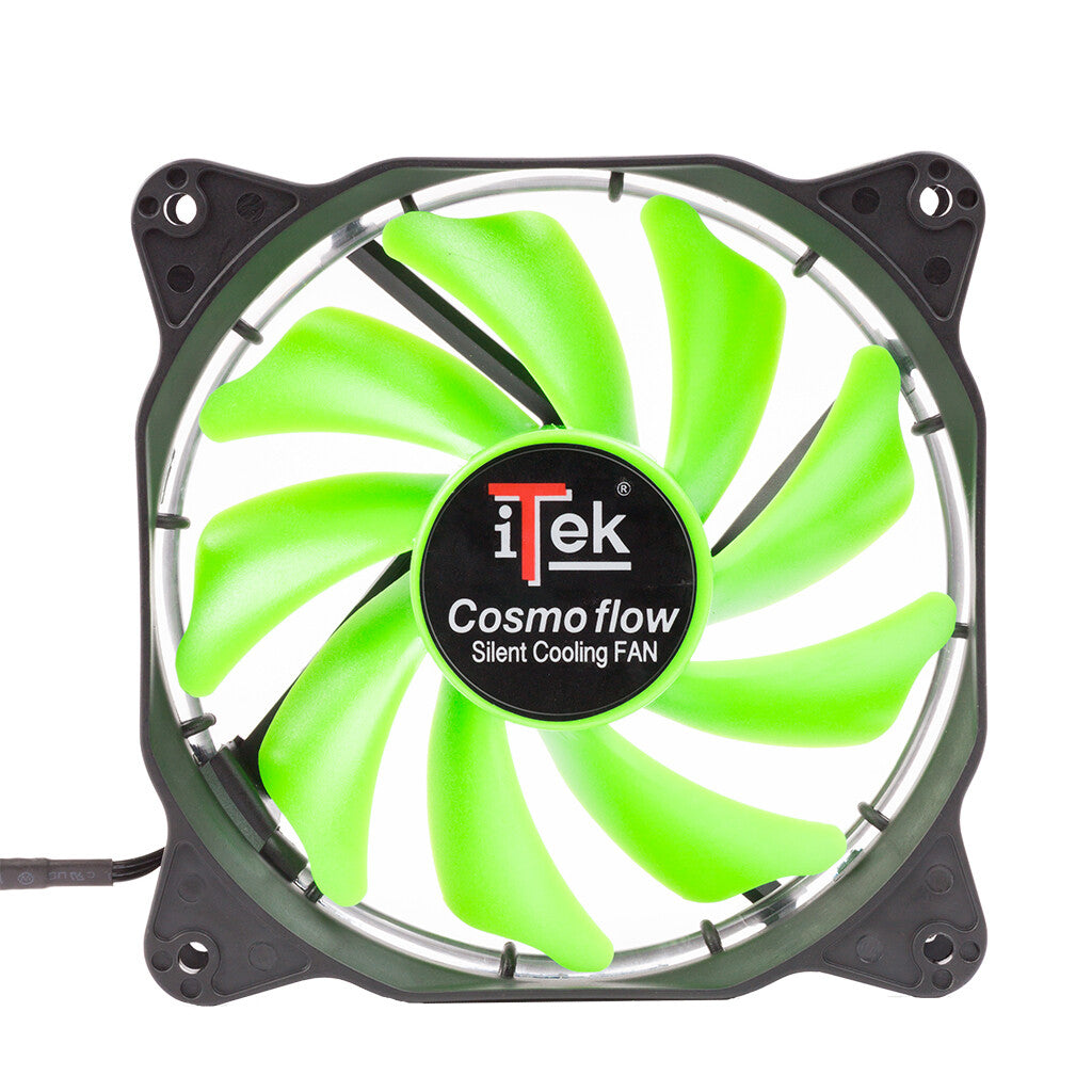 Cosmo Flow case fan - 12cm - Circular Green LED - 3+4pin - silent