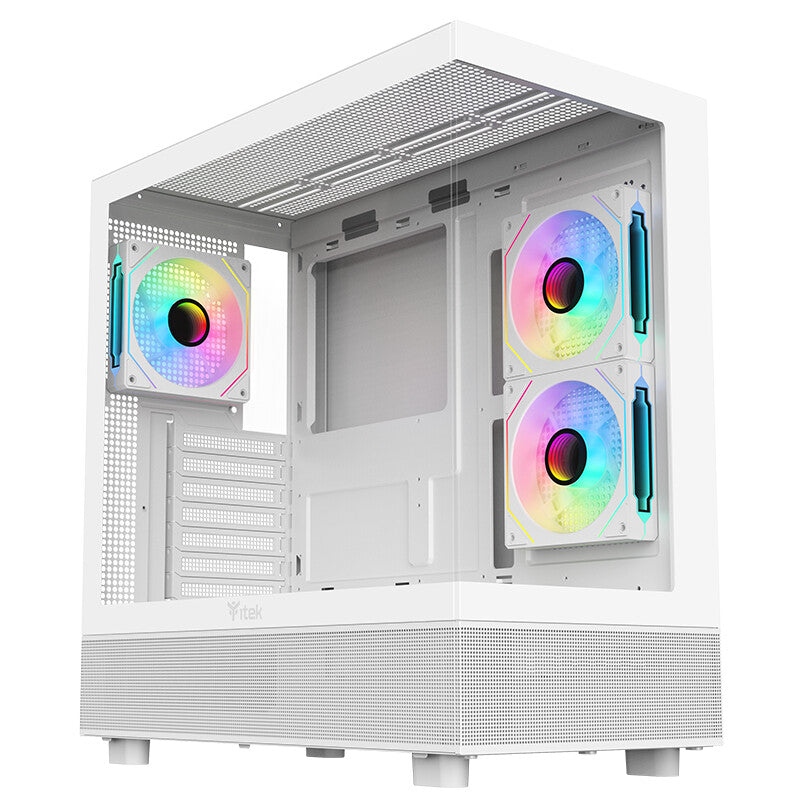 Case SHOWBUI 42W - Gaming Tower- ATX- 3x12cm ARGB fan- 2xUSB3- Type-C- Side & Front Panel Temp Glass- White Edition