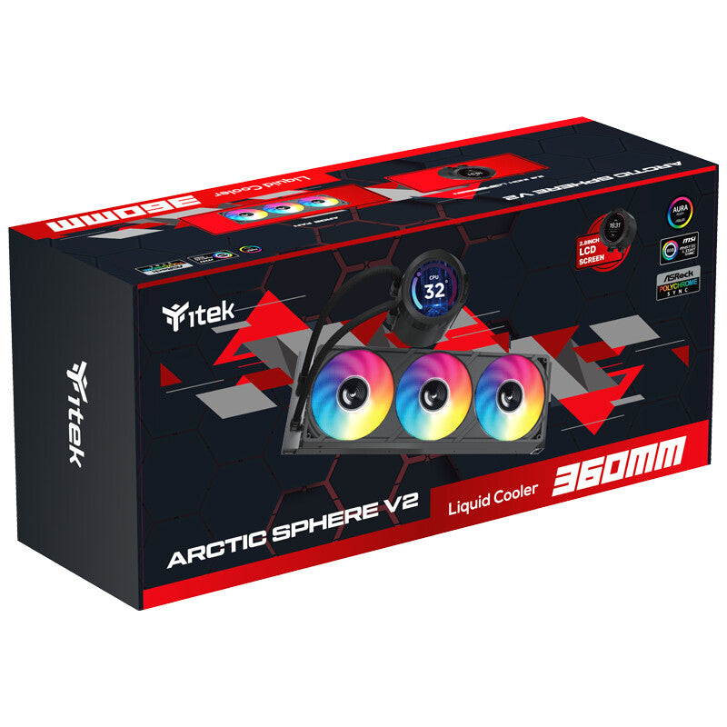 Dissipatore a liquido ARCTIC SPHERE V2 - 360mm- Skt Universale- ARGB PWM fan- LCD 2.8" con software