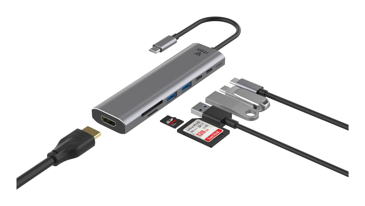 ITEK HUB USB-C 7 in 1- HDMI + 2USB3.0 +  SD/TF + 2USB-C