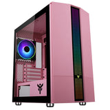 Case LIFLIG P41 - Gaming Mini Tower- mATX- 12cm ARGB fan- 2xUSB3- Side Panel Temp Glass- Pink Edition