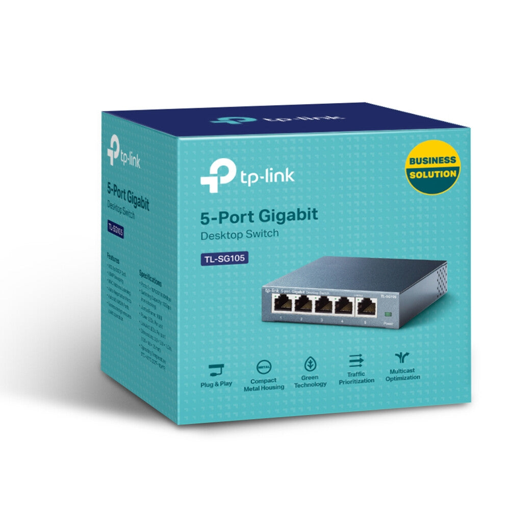 TP-LINK Switch Gigabit- 5-port Gigabit Switch- 5 10/100/1000M RJ45 ports- desktop steel case