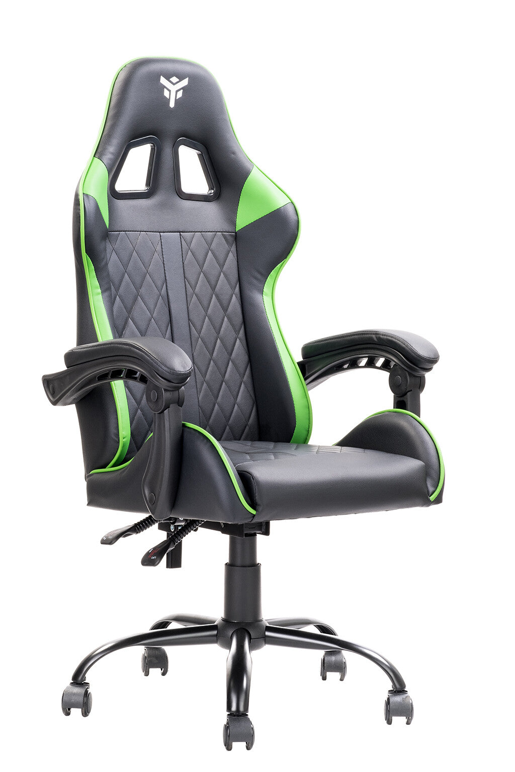 itek Gaming Chair RHOMBUS PF10 - PVC - Double Cushion - Reclining Backrest - Black Green