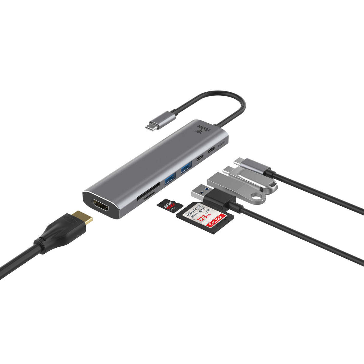ITEK HUB USB-C 7 in 1- HDMI + 2USB3.0 +  SD/TF + 2USB-C