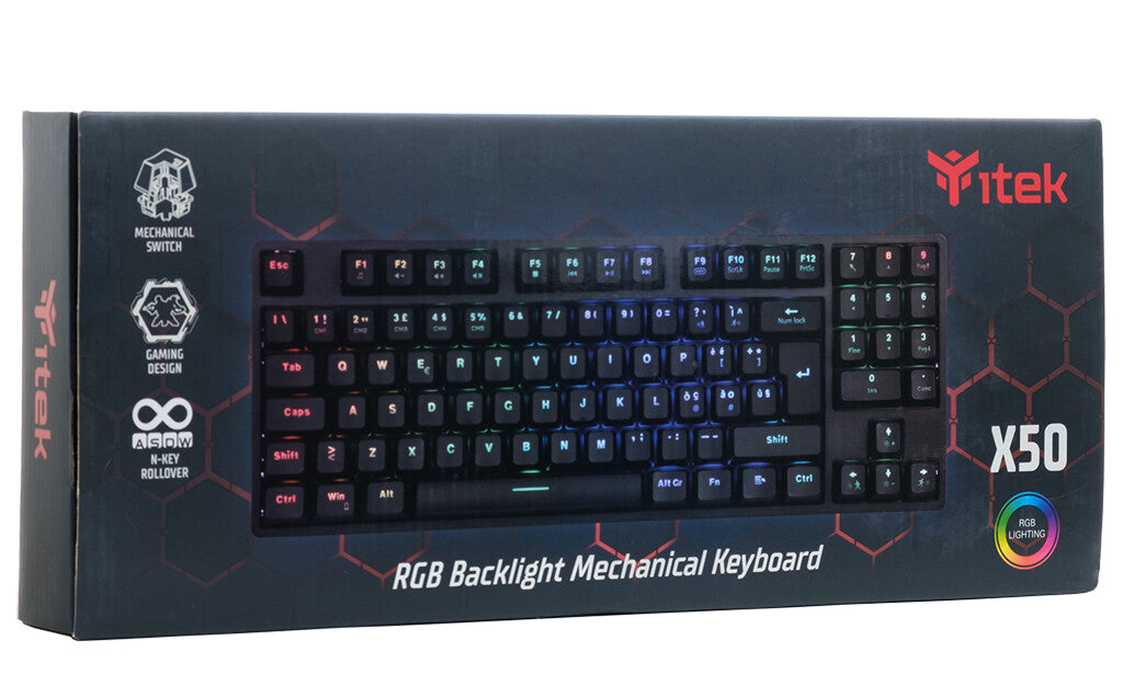 X50 Gaming Keyboard - Mechanical - OUTEMU Blue Switch - RGB - Software - 90 keys - Compact