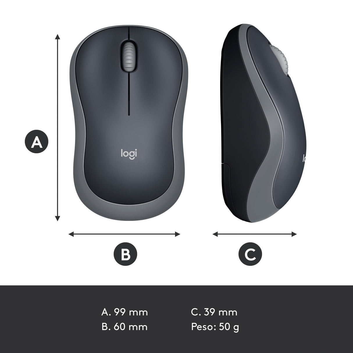 LOGITECH RETAIL Mouse - M185- Wireless- Optical- Grey