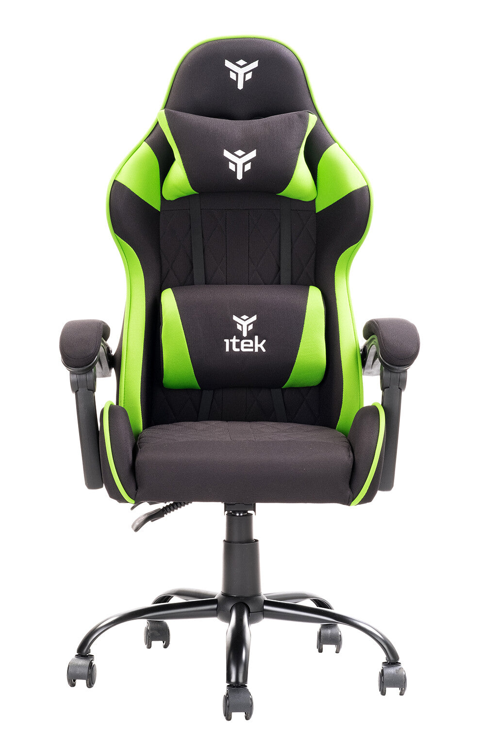 itek Gaming Chair RHOMBUS FF10 - Fabric - Double Cushion - Reclining Backrest - Black Green