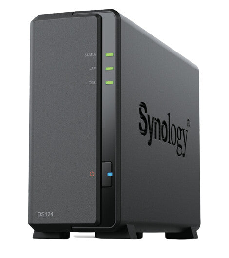 Synology NAS DS124 1-Bay 2.5"/3.5" SSD/HDD- Realtek RTD1619B 1GB D4- 2xUSB3- RJ45