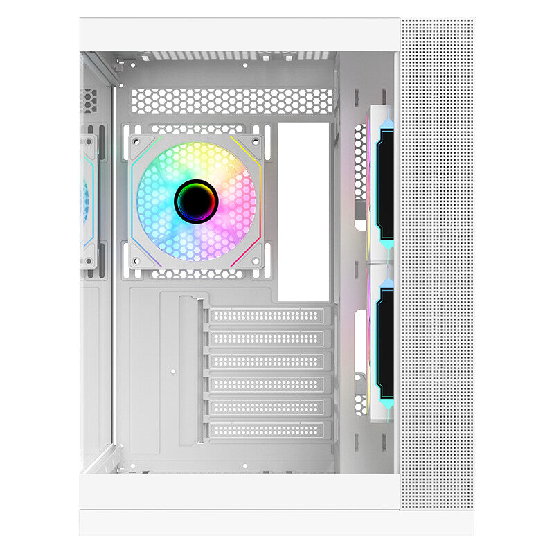 Case DARK CAVE DS - Gaming Tower- ATX- 3x12cm ARGB fan- 2xUSB3- Type-C- Side & Front Panel Temp Glass- White Edition