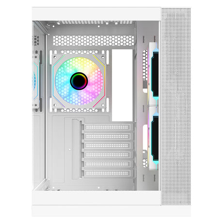 Case DARK CAVE DS - Gaming Tower- ATX- 3x12cm ARGB fan- 2xUSB3- Type-C- Side & Front Panel Temp Glass- White Edition