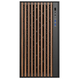 Case WOODY - Gaming Tower- ATX- 3x14cm Black fan- 2xUSB3- Type-C-  Wood Front- Temp Glass Side Panel