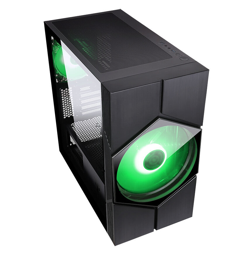 Case VORTEX - Gaming Mini Tower- mATX- 20cm & 12cm ARGB fan- 2xUSB3- Side Panel Temp Glass