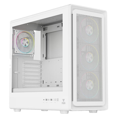 Case MESHCORE 36W - Gaming Tower- ATX- 4x12cm ARGB fan- 2xUSB3- Type-C- Temp Glass Side Panel- White Ed.
