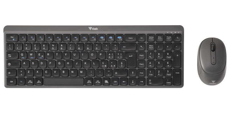 Tastiera + Mouse iTek DEC WS01 - Wireless 2.4G & Bluetooth- Mouse ottico 1600DPI- Tastiera low profile 106 tasti- Ultra Silent