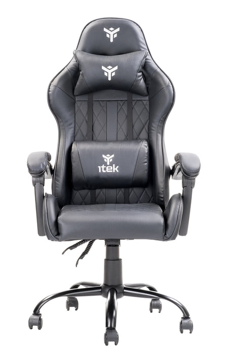 itek Gaming Chair RHOMBUS PF10 - PVC - Double Cushion - Reclining Backrest - Black Black