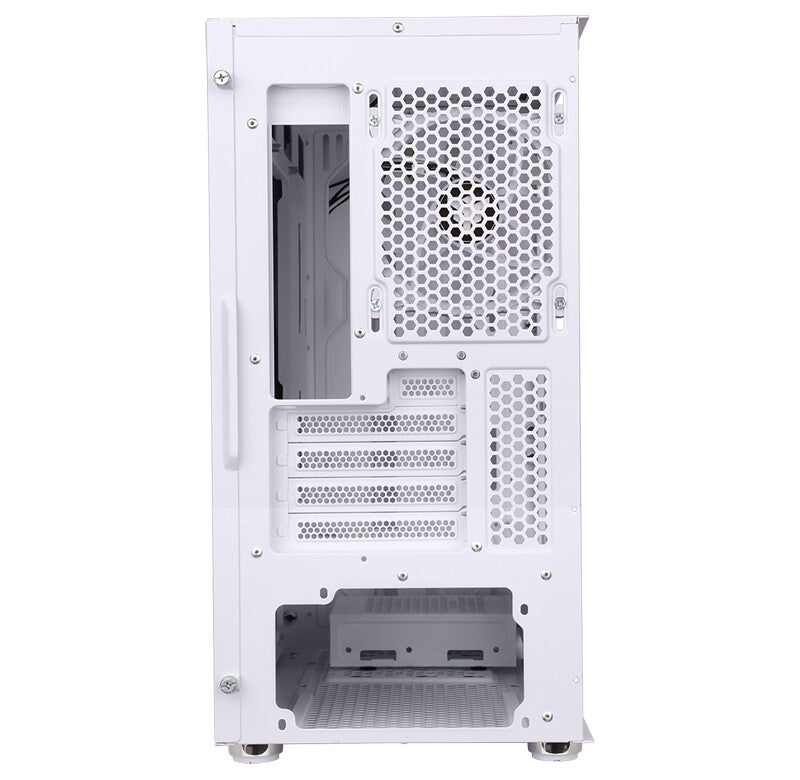 Case LIFLIG W41 - Gaming Mini Tower- mATX- 12cm ARGB fan- 2xUSB3- Side Panel Temp Glass- White Edition