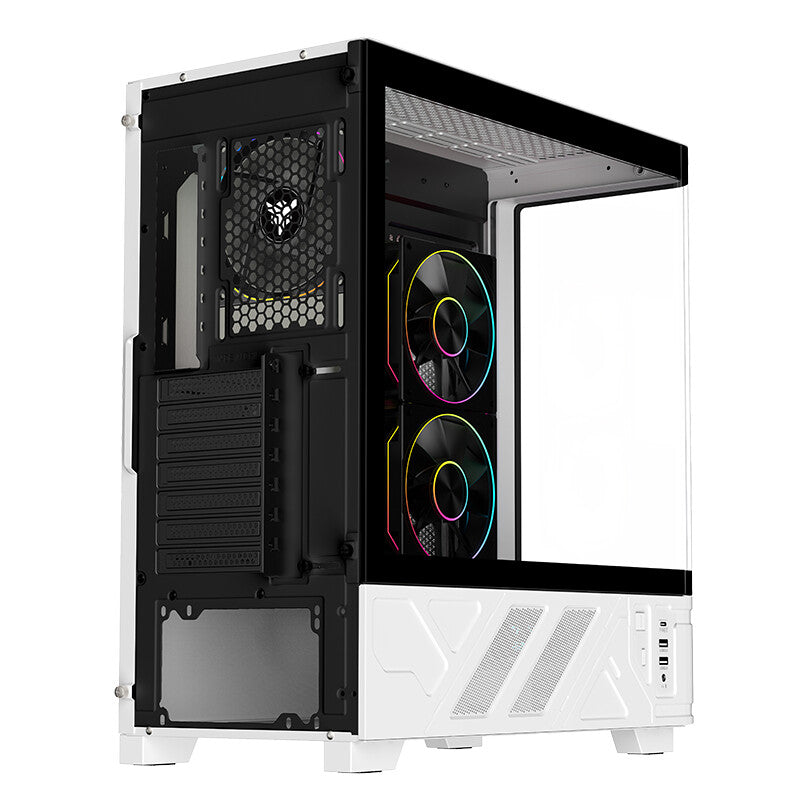 Case NETRON CURVED - Gaming Tower- ATX- 3x12cm ARGB fan- 2xUSB3- Type-C- Darker Temp Glass Side & Front Panel- Display