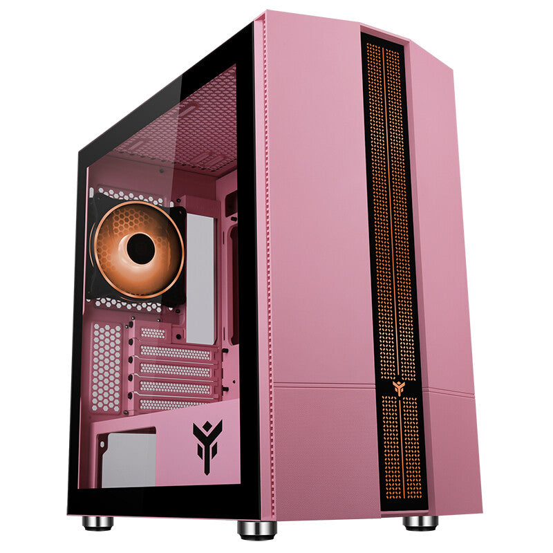 Case LIFLIG P41 - Gaming Mini Tower- mATX- 12cm ARGB fan- 2xUSB3- Side Panel Temp Glass- Pink Edition