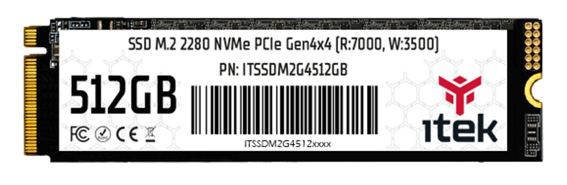 ITEK SSD 512GB M.2 2280 NVMe  PCIe Gen4x4 (R:7000- W:6500)