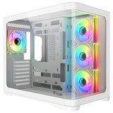 Case DARK CAVE CURVED - Gaming Tower- ATX- 4x12cm ARGB fan- 2xUSB3- Type-C- Curved Temp Glass Side & Front Panel- White Edition