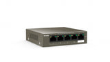 Tenda SWITCH BUSINESS TEG1105P 4 63W - IEEE 802.3/u/x/ab- 802.3af/at- 4xGE(PoE)+1xGE(Data)- output: 58W- Prot Ful 6KV- VLAN