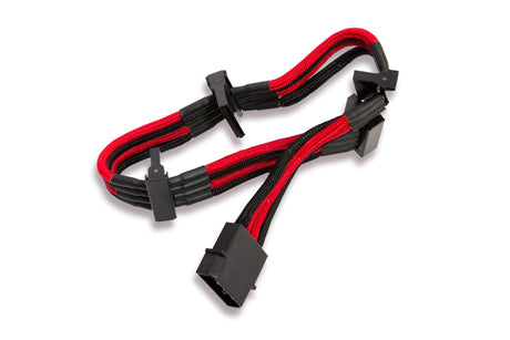 Cavo\Prolunga Sleevato IDE 4Pin a 4xSATA- 300mm- Nero Rosso