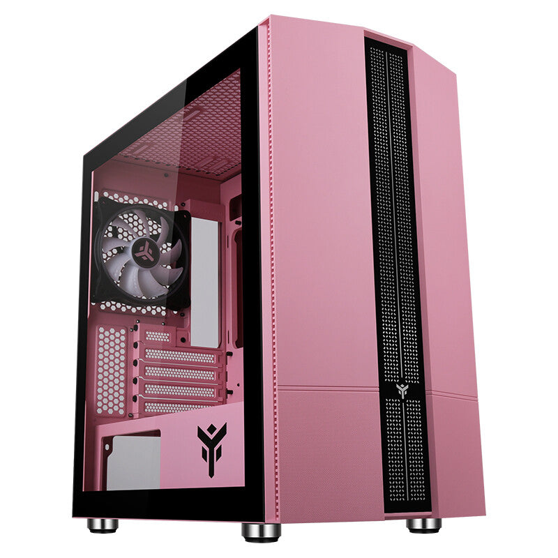 Case LIFLIG P41 - Gaming Mini Tower- mATX- 12cm ARGB fan- 2xUSB3- Side Panel Temp Glass- Pink Edition