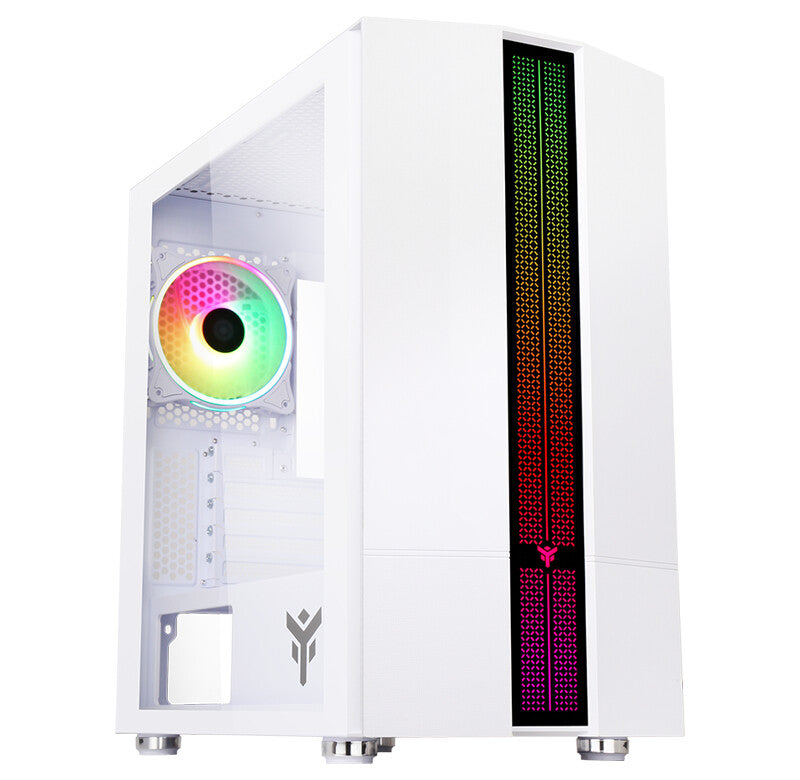 Case LIFLIG W41 - Gaming Mini Tower- mATX- 12cm ARGB fan- 2xUSB3- Side Panel Temp Glass- White Edition