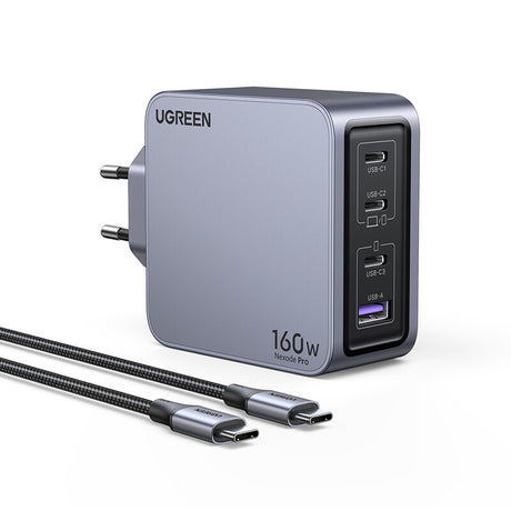 UGREEN USB Charger 160W GaN Nexode Pro- 3x Type-C- 1xUSB3 Black