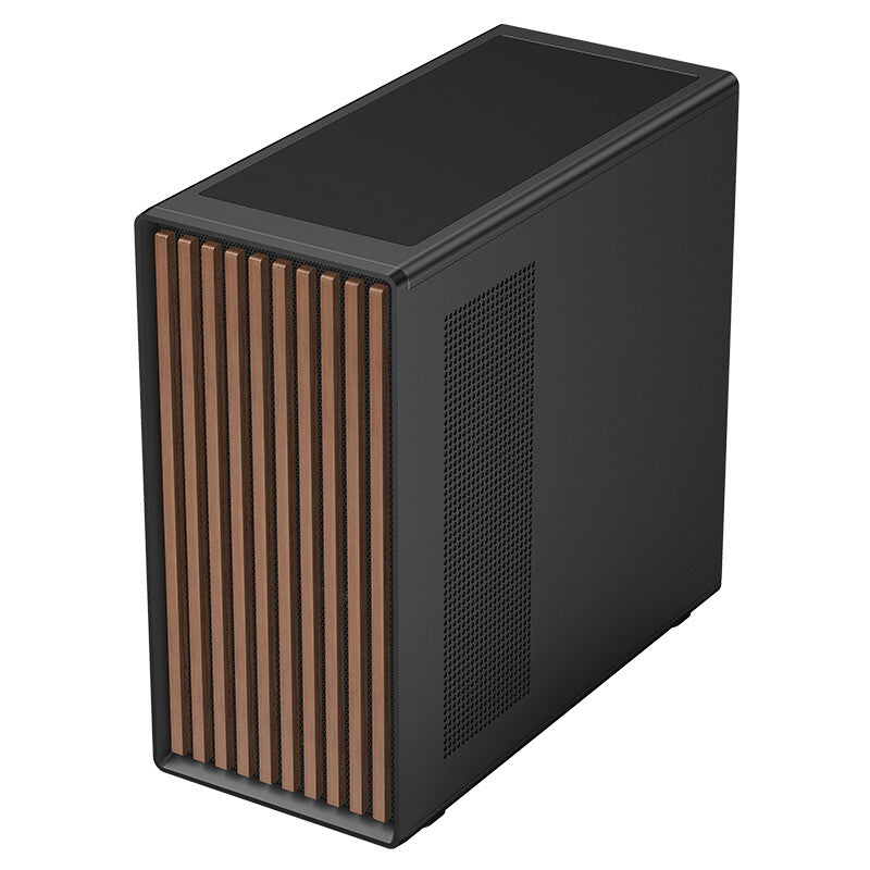 Case WOODY W2B - Gaming Tower- ATX- 4x14cm Black fan- 2xUSB3- Type-C- Wood Front- Darker Temp Glass Side Panel