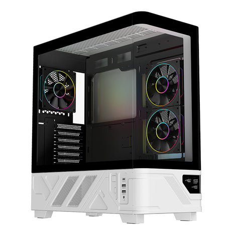 Case NETRON CURVED - Gaming Tower- ATX- 3x12cm ARGB fan- 2xUSB3- Type-C- Darker Temp Glass Side & Front Panel- Display