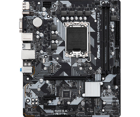 MB Asrock 1700 Intel B760M HDV/M.2 D4- 2xDDR4- 4SATA3- 1xHyper M.2 1xUltra M.2- HDMI DP D-sub mATX