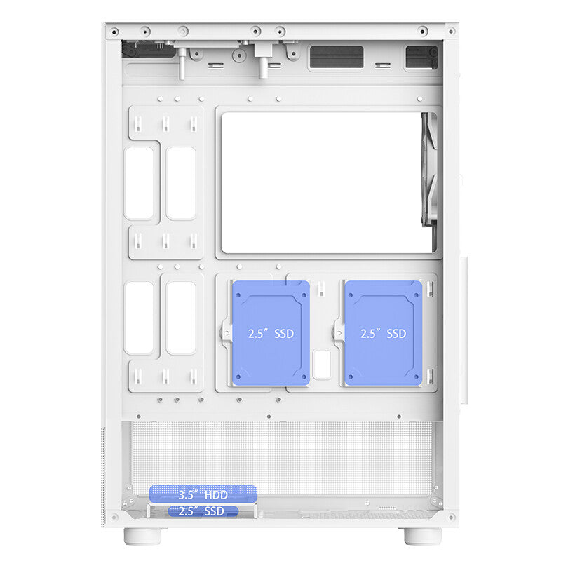 Case SHOWBUI 33W - Gaming Tower ATX- 12cm ARGB fan- USB3- Side & Front Panel Temp Glass- White Edition