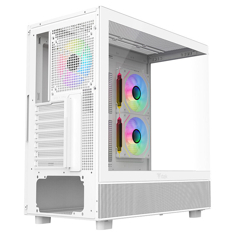 Case SHOWBUI 42W - Gaming Tower- ATX- 3x12cm ARGB fan- 2xUSB3- Type-C- Side & Front Panel Temp Glass- White Edition