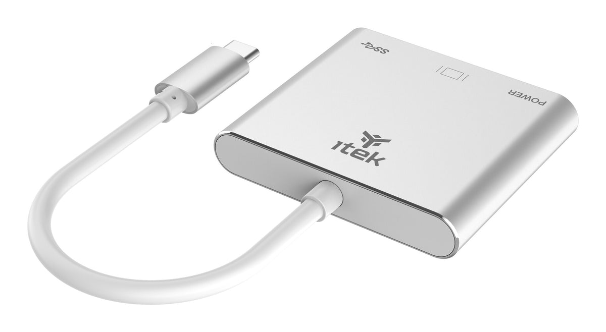 ITEK Adattatore USB-C a USB3.0(5G) + HDMI(4K) + USB-C(100W PD)