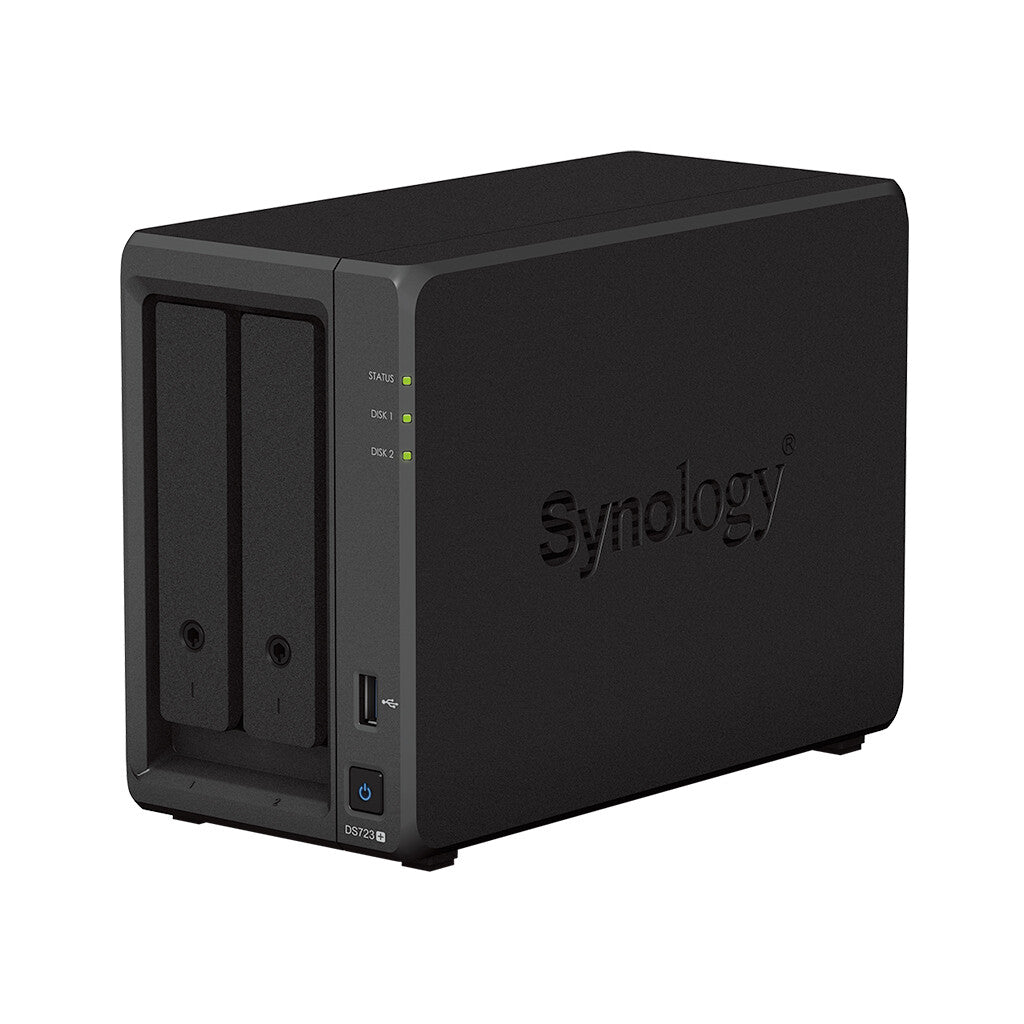 Synology NAS DS723+ 2-Bay 2.5"/3.5"/M.2 SSD/HDD- AMD Ryzen R1600 4GB D4- USB3- 2xRJ45- eSATA