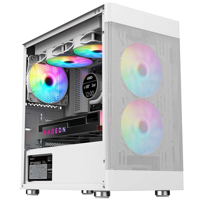 Case PROMESH 35W - Gaming Office Mini Tower mATX- Type-C- 2xUSB3- 3 Lati MESH- White Edition