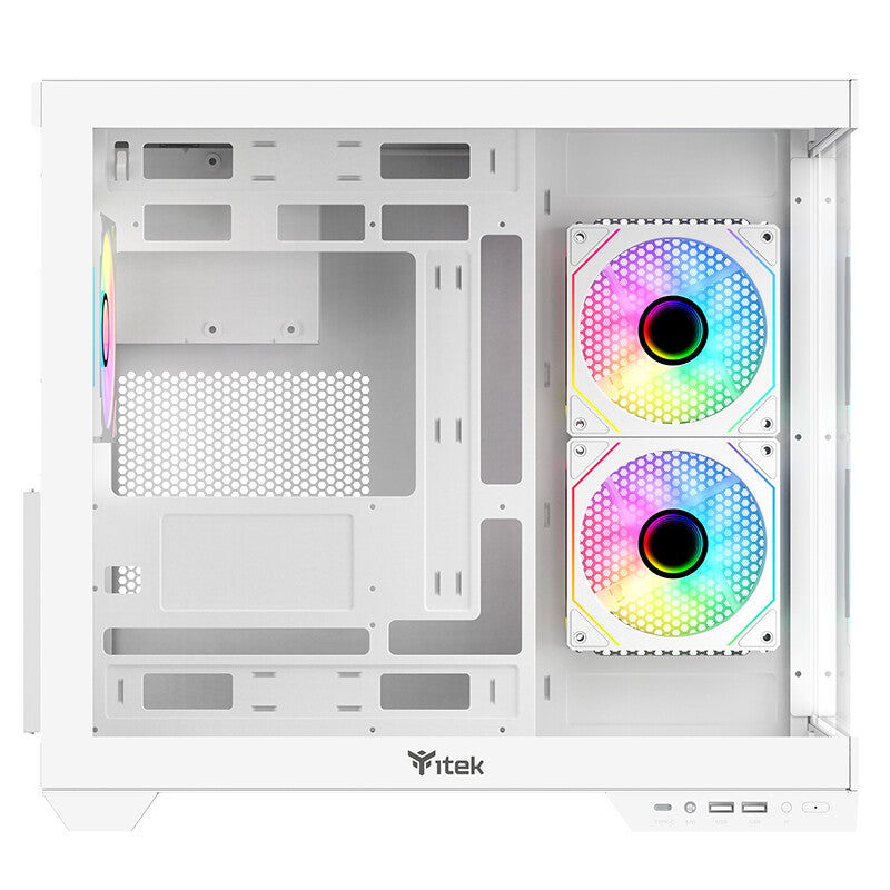 Case DARK CAVE DS - Gaming Tower- ATX- 3x12cm ARGB fan- 2xUSB3- Type-C- Side & Front Panel Temp Glass- White Edition