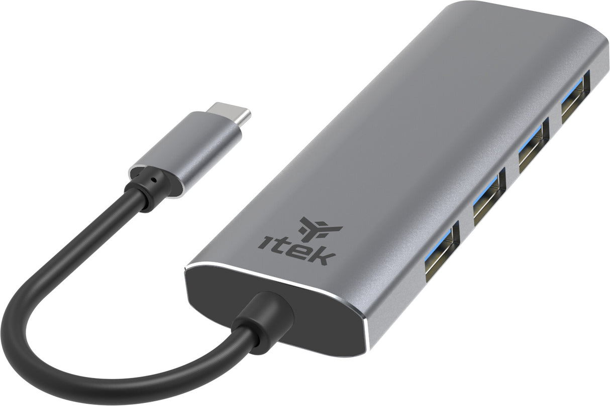ITEK HUB USB-C maschio- 4xUSB3.0- alluminio