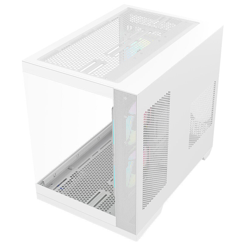 Case DARK CAVE DS - Gaming Tower- ATX- 3x12cm ARGB fan- 2xUSB3- Type-C- Side & Front Panel Temp Glass- White Edition