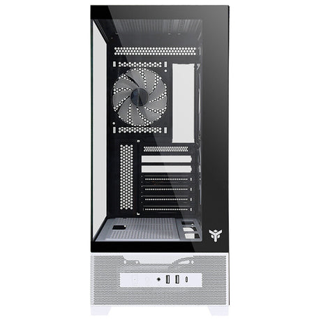 Case SHOWBUI 37WB - Gaming Tower- ATX- 3x12cm ARGB fan- Type-C- 2xUSB3.0- Side & Front Panel Temp Glass- White Black Edition