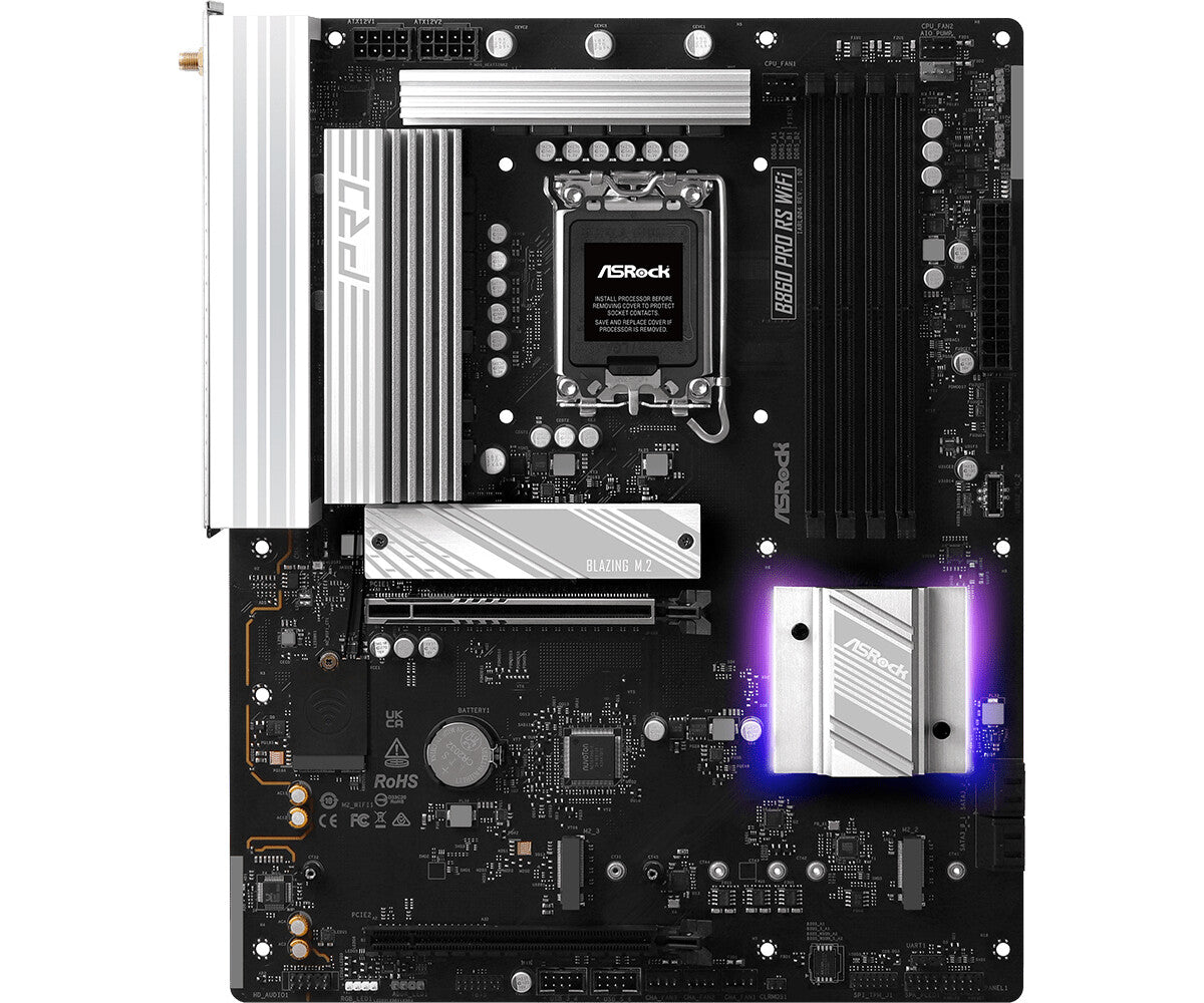 MB Asrock 1851 Intel B860 PRO RS WIFI- 4*DDR5 4*SATA3- 3*M.2- HDMI- DP- WiFi 6E + BT- ATX
