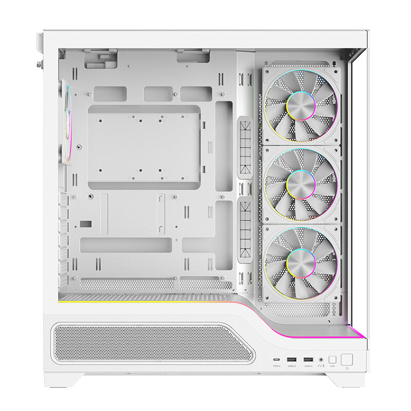 Case SHOWBUI WAVE 82W - Gaming Tower- ATX- 4x12cm ARGB fan- 2xUSB3- Type-C- Temp Glass Side & Front Panel- White Ed.