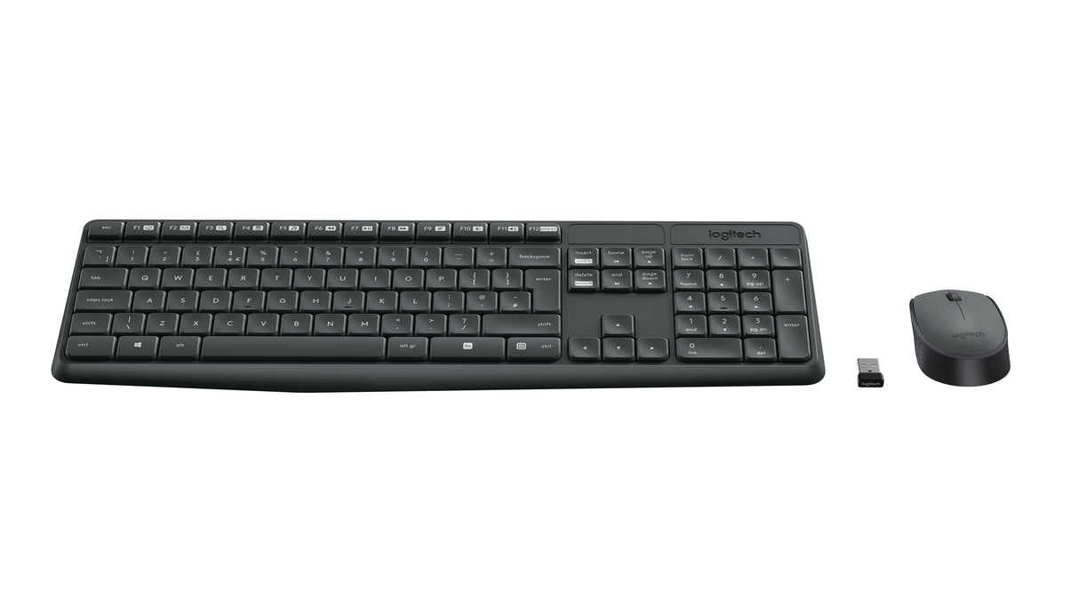 LOGITECH RETAIL Keyboard + Mouse - MK235- Wireless- Black