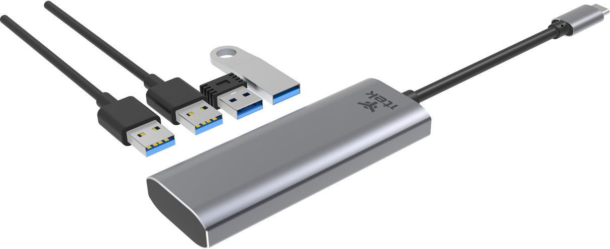 ITEK HUB USB-C maschio- 4xUSB3.0- alluminio