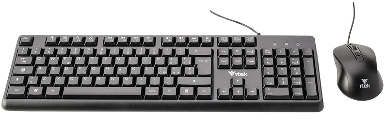 Tastiera + Mouse iTek DEC C01 - USB- Mouse ottico 3600DPI- Tastiera membrana 105 tasti- cavo 1.5m